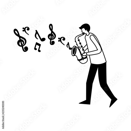 man with saxophone orchestra instrument