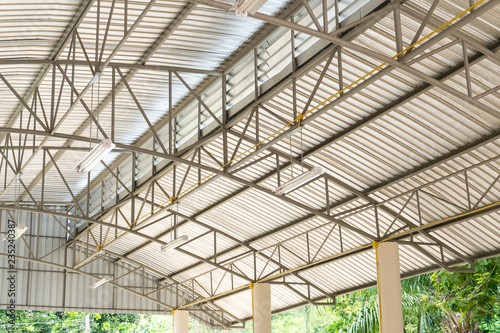 metal roofing construction of modern building complex