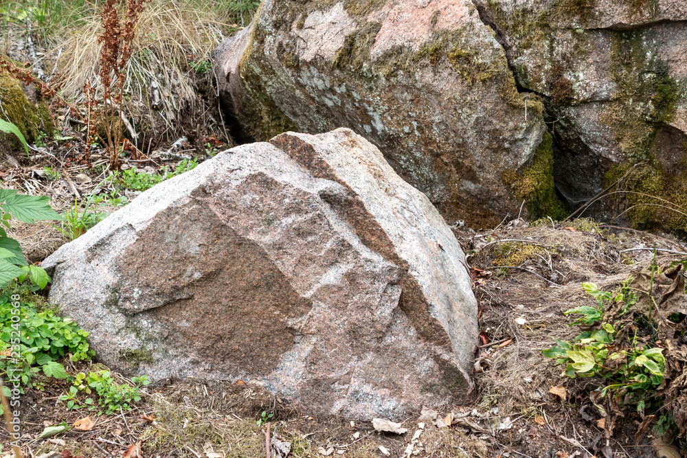 Large boulder with a crack