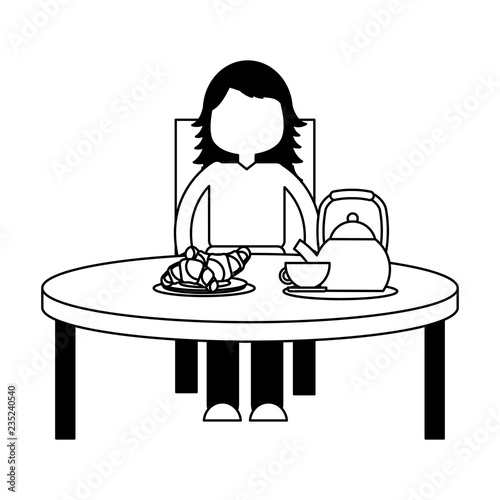 girl eating breakfast in the table