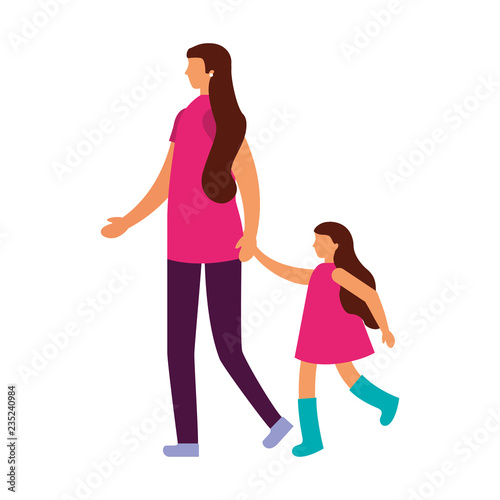 mother with daughter holding hands
