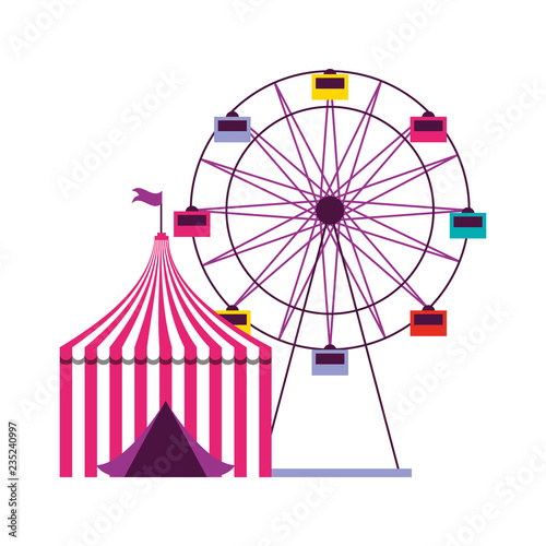 ferris wheel and tent circus carnival