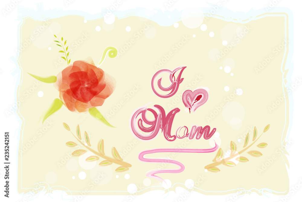 Mother’s day design with watercolor flower in vintage style background