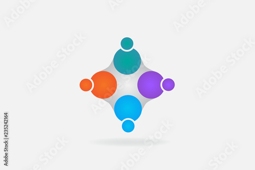 Logo teamwork connected people vector
