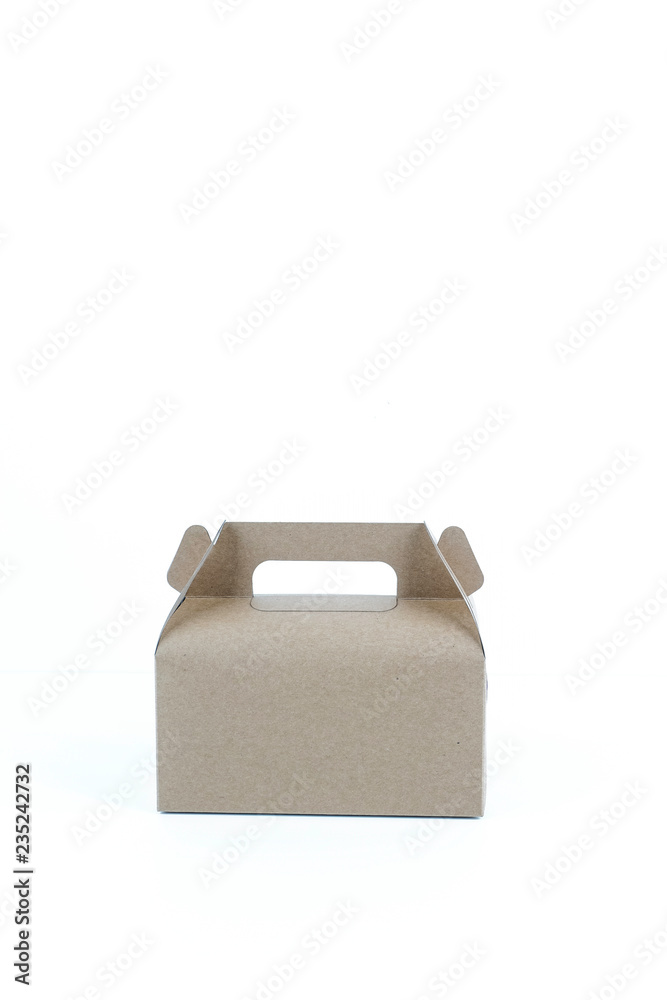 Kraft Paper portable box over white background Kraft Paper portable box over white background