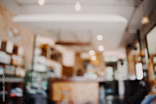 Abstract blur interior coffee shop or cafe for background.