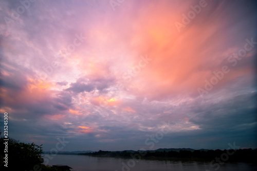 Sunset twilight landscape background.