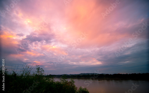 Sunset twilight landscape background. © toeytoey
