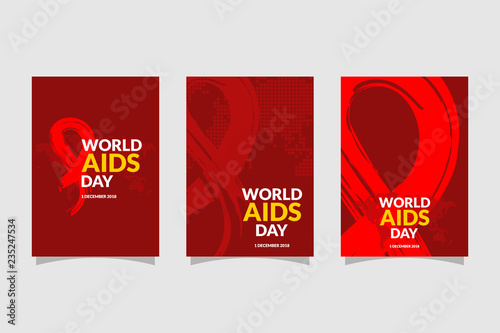 World AIDS Day with hand drawn red ribbon design flyer vector illustration. Aids Awareness icon design for ads, poster, banner, or t-shirt