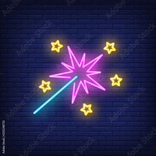 Burning Bengal light neon sign. Celebration or advertisement design. Night bright neon sign, colorful billboard, light banner. Vector illustration in neon style.
