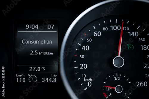 Tableau sur toile A Modern Car odometer Cluster with LCD Multifunction Display