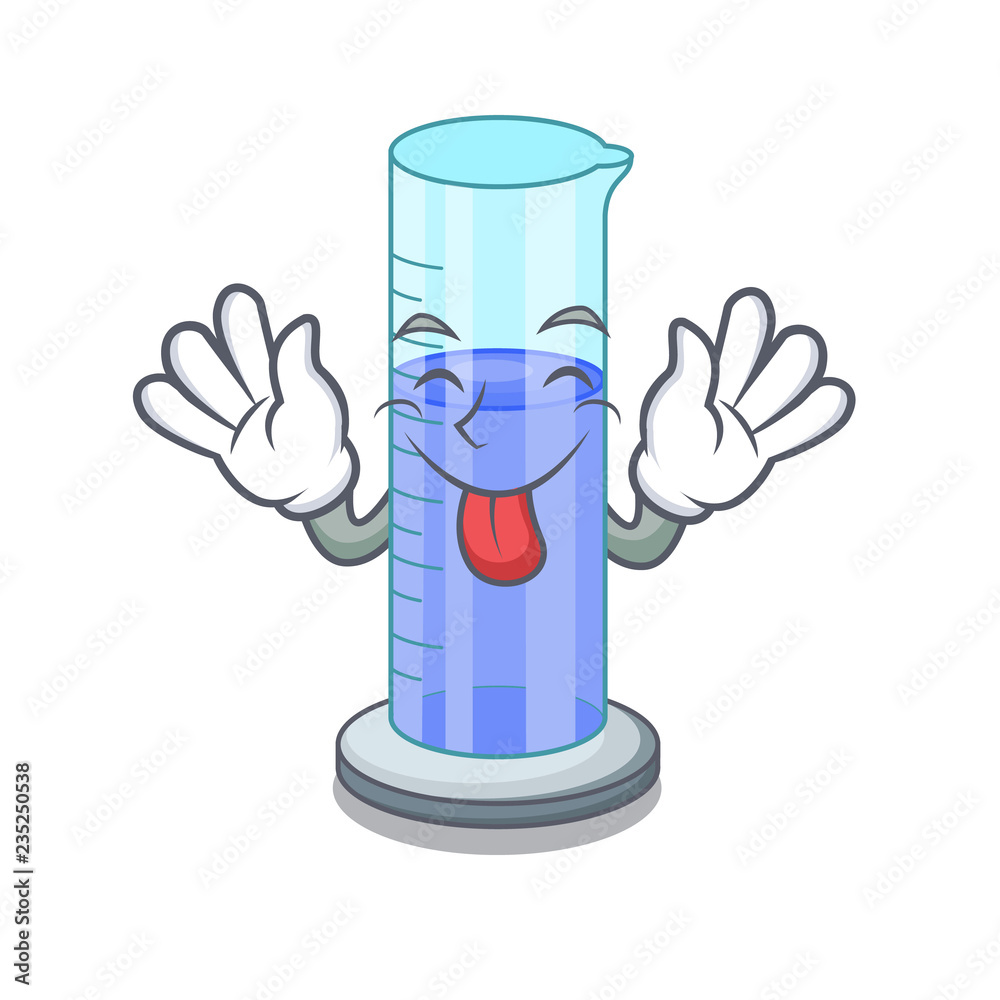 Tongue out graduated cylinder on for cartoon trial Stock Vector | Adobe  Stock