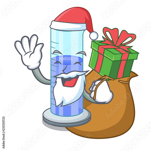 Santa with gift graduated cylinder on for cartoon trial