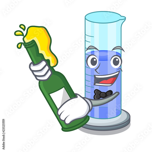 With beer graduated cylinder on for cartoon trial