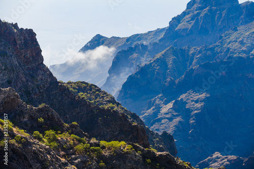 Stunning view of the gorge and the village of Masca.Tenerife. Canary Islands..Spain