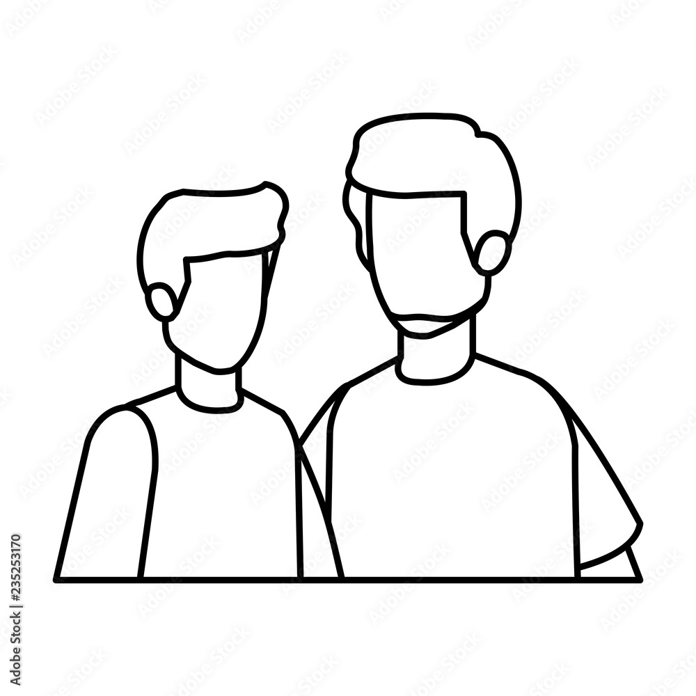 young and casual couple men characters young and casual couple men characters