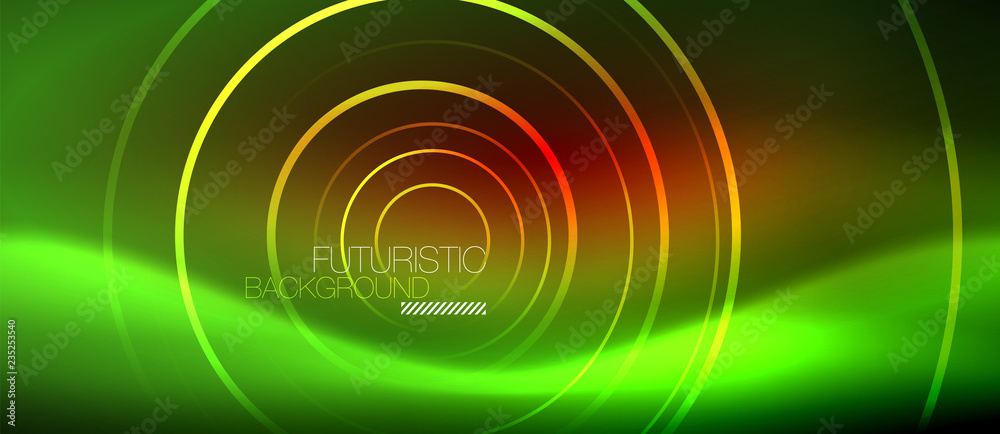 Neon glowing techno lines, hi-tech futuristic abstract background template with square shapes Neon glowing techno lines, hi-tech futuristic abstract background template with square shapes