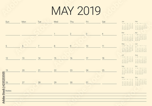 May 2019 desk calendar vector illustration