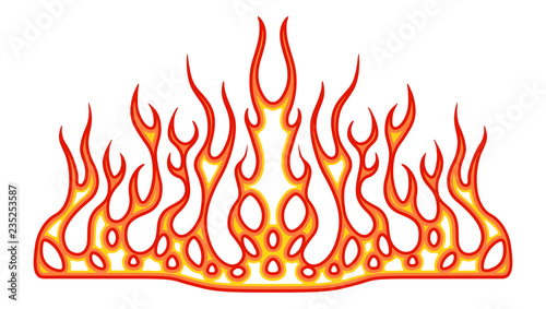 Vehicle car and bike color vinyl decals isolated vector. Hot fire decal artwork, illustration of pattern fire stencil
