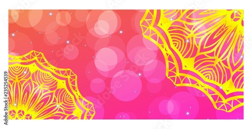 Flyer pages Ornament Illustration Concept with Mandala. Vintage Art Indian, Magazine. Vector Decorative Layout Design