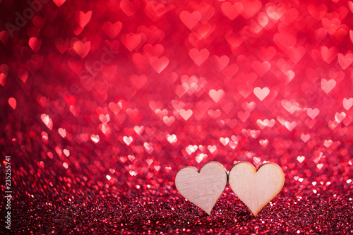 Two hearts on glitters