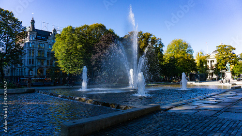 Fountain in the main street of Oslo photo
