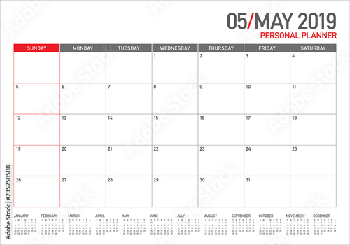 May 2019 desk calendar vector illustration