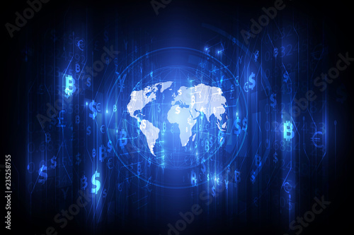 Money transfer. Global Currency. Stock Exchange. Stock vector illustration.