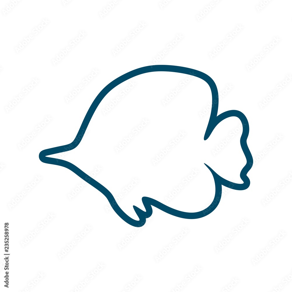 Abstract sea fish icon in thin line style.