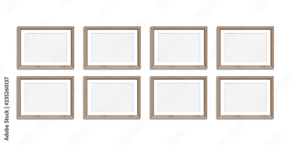 Eight  frames collage, isolated on white background, 3d illustration