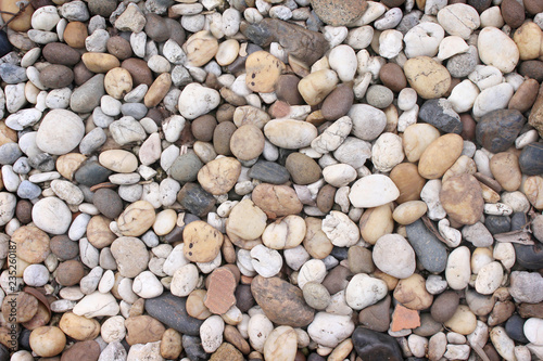 Top view multicolor pebble, rock or gravel pattern for background