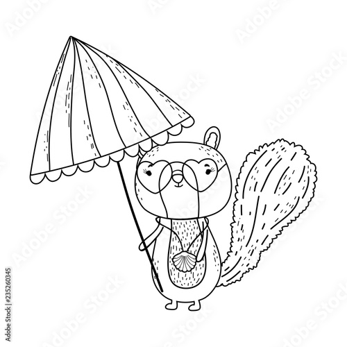chipmunk with umbrella and heart sunglasses