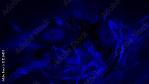 Abstract fluorescent background with blurred rays and sparkles. Fantastic blue neon light effect. Digital fractal art. 3d rendering.