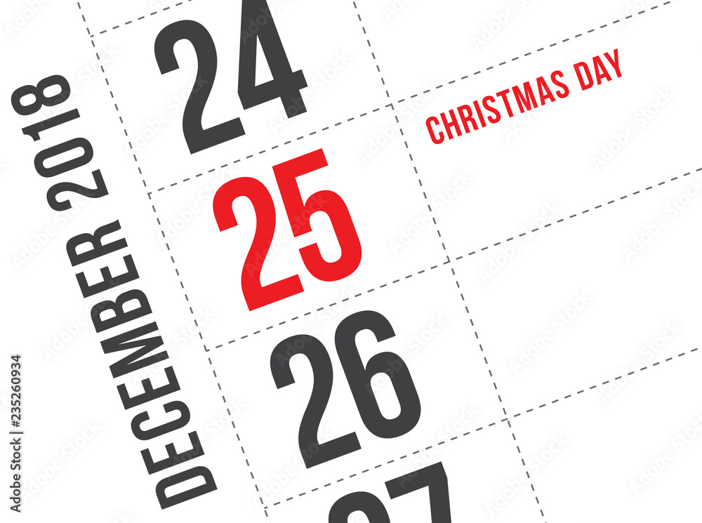 Christmas day calendar on diary Christmas day calendar on diary