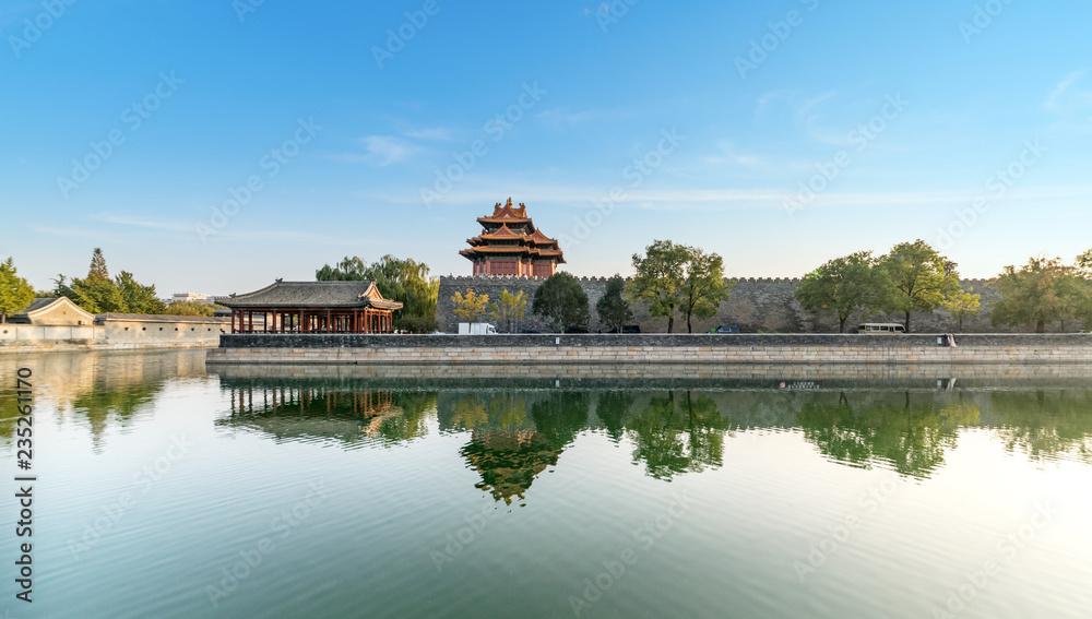 Scenery of the Imperial Palace corner tower in Beijing