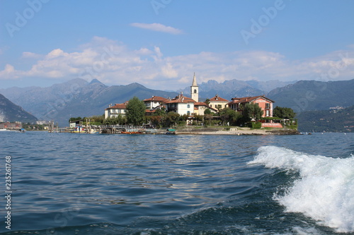 View of Pescatori Island on Lago Maggiore in northern Italy