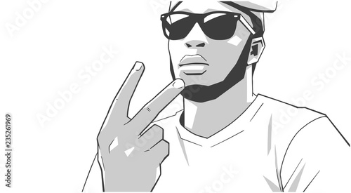 Illustration of young black London gang member