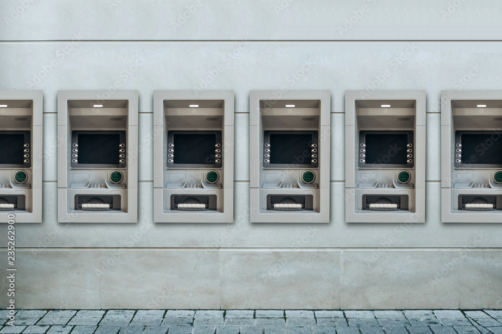 Modern street ATMs for withdrawal of money and other financial transactions. Modern street ATMs for withdrawal of money and other financial transactions.