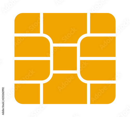 Gold credit or debit charge card emv chip flat vector icon for apps and websites photo