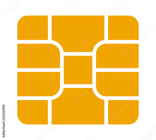 Gold credit or debit charge card emv chip flat vector icon for apps and websites