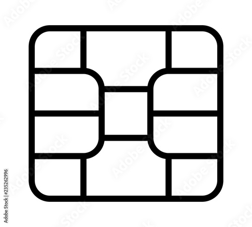 Credit or debit charge card emv chip line art vector icon for apps and websites