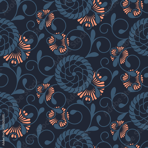 seamless vector pattern template with eastern floral ornaments. design for wrapping, interior, textile