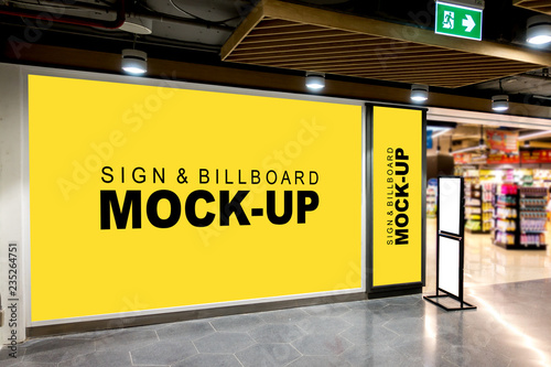 Three size of blank billboard mock up in the mall photo