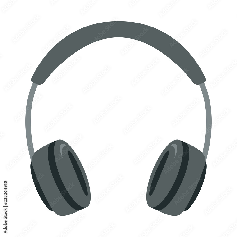 grey headphones, vector illustration , flat style grey headphones, vector illustration , flat style