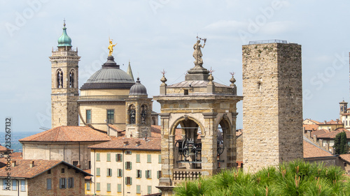 Bergamo, Italy. Landscape at the towers and domes of the old town