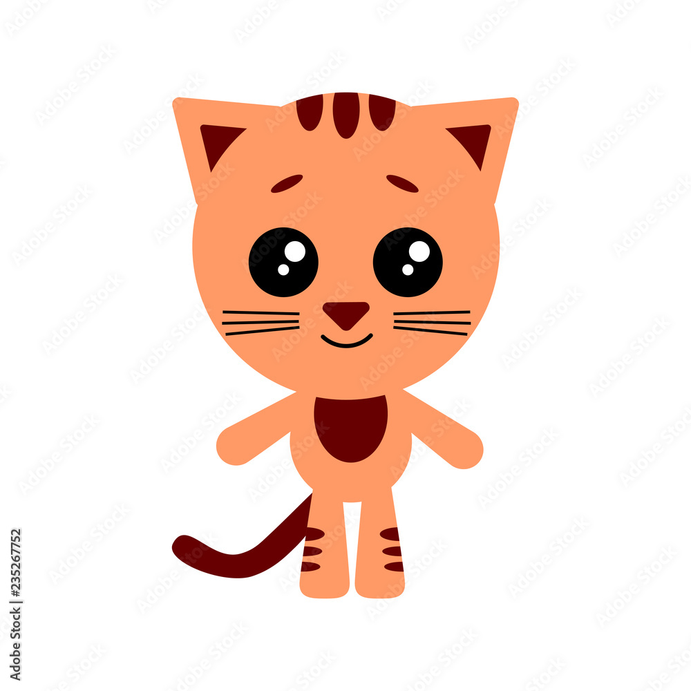Cat smiling. Cute cartoon character. White background. Flat design. Vector illustration Cat smiling. Cute cartoon character. White background. Flat design. Vector illustration