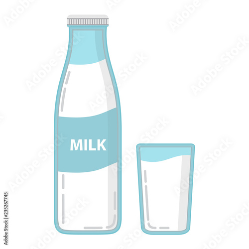 Milk bottle in flat style a vector.Design element for booklets, the websites, leaflets, banners. For shops of organic natural products. Healthy food.Farm products.Dairy products.
