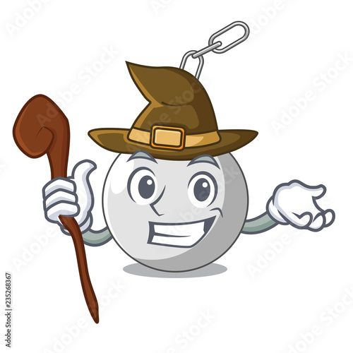 Witch wrecking ball isolated on a mascot
