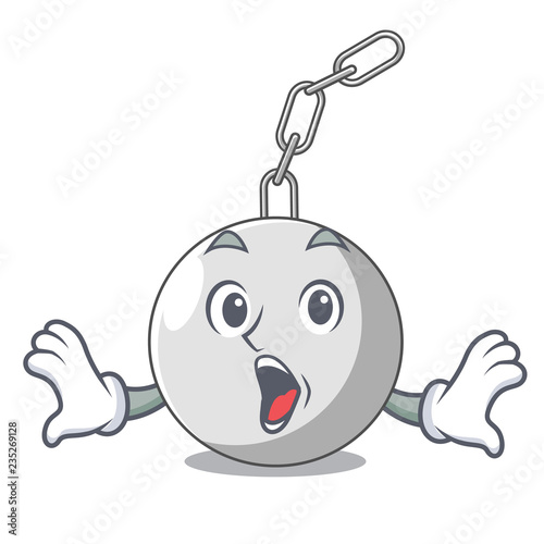 Surprised wrecking ball isolated on a mascot