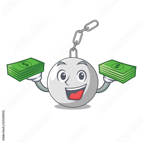 With money wrecking ball isolated on a mascot